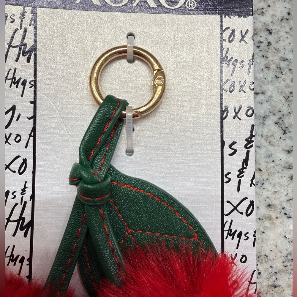 XOXO Fluffy Red Pom Pom Cherries Bag Charm and Keychain 🍒 NWT - Picture 3 of 4